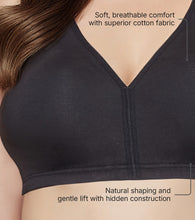 Load image into Gallery viewer, Enamor True Form Cotton Comfort Bra. Non-Padded, Wire-Free and Full Coverage - A124 (Black)
