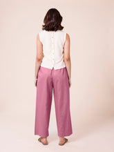 Load image into Gallery viewer, Go Colors Light Wine Cotton Wide Leg Pants
