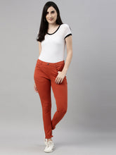 Load image into Gallery viewer, Go Colors Rust Cotton Polyester Super Stretch Jeggings
