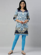 Load image into Gallery viewer, Go Colors Bright Turquoise Cotton Stretch Churidar
