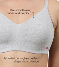 Load image into Gallery viewer, Enamor Ultra-Smoothing Women's Cotton Everyday T-Shirt Bra - No-Pinch, Hidden Lift, Non Padded, Wirefree, High Coverage - A027 (Greymelange)

