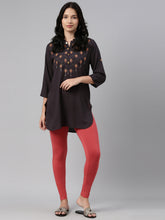 Load image into Gallery viewer, Go Colors Young Red Cotton Stretch Ankle Length Leggings
