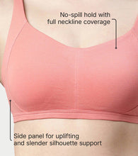 Load image into Gallery viewer, Enamor Innovations Intellifresh Antimicrobial Minimizer Everyday Cotton Bra for Women - Padded, Wirefree, Full Coverage - A058 (Peach Blossom)
