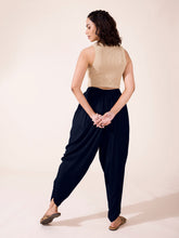Load image into Gallery viewer, Go Colors Navy Woven Viscose Harem Dhoti Pant
