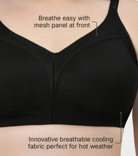 Load image into Gallery viewer, Enamor Innovations Fabcool Full Support Everyday Full Figure Bra - Jiggle Control and Antimicrobial, Non-Padded, Wirefree, Full Coverage Women's Bra - AB75 (Available in  Plus Sizes) (Black)
