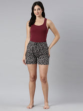 Load image into Gallery viewer, Go Colors Black Cotton Knit Printed Lounge Shorts
