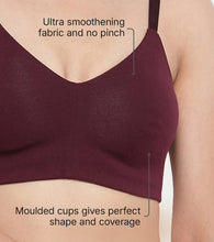 Load image into Gallery viewer, Enamor Ultra-Smoothing Women's Cotton Everyday T-Shirt Bra - No-Pinch, Hidden Lift, Non Padded, Wirefree, High Coverage - A027 (Grapewine)
