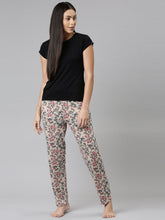 Load image into Gallery viewer, Go Colors Beige Cotton Knit Printed Lounge Pants
