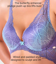 Load image into Gallery viewer, Enamor F191 Padded Wired Medium Coverage Butterfly Enhancer Plunge Push-Up Bra - Blue Wave
