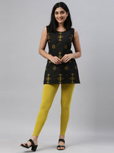 Load image into Gallery viewer, Go Colors Parrot Green Cotton Stretch Ankle Length Leggings
