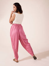 Load image into Gallery viewer, Go Colors Dusty Pink Woven Viscose Harem Dhoti Pant
