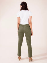 Load image into Gallery viewer, Go Colors Olive Green Linen Pencil Pant
