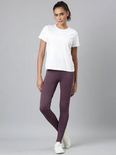 Load image into Gallery viewer, Go Colors Purple Cotton Stretch Side Stripes Active Leggings
