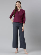 Load image into Gallery viewer, Go Colors Dark Jean Crepe Wide Trouser

