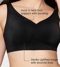Load image into Gallery viewer, Enamor Innovations Invisi Encircle lift, Ultra smooth, Bonded, Slip-on, Women's T-Shirt Bra - Seamless, No-Pinch, No-Dig, Padded, Wirefree, High Coverage- IO01 (Black)
