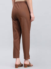 Load image into Gallery viewer, Go Colors Brown Cotton Pencil Pant
