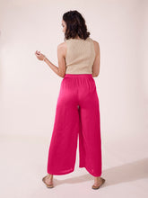 Load image into Gallery viewer, Go Colors Dark Rose Polyester Shiny Palazzo
