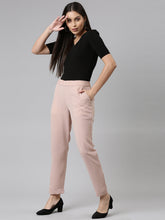 Load image into Gallery viewer, Go Colors Baby Pink Woven Cotton Stretch Formal Trouser
