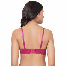 Load image into Gallery viewer, Wacoal Plush Desire Padded Wired 3/4th Cup Bridal Wear Medium coverage Lace Push Up Bra - Pink IAB090
