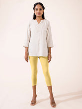 Load image into Gallery viewer, Go Colors Bright Yellow Cotton Stretch Cropped Leggings
