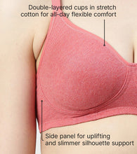 Load image into Gallery viewer, Enamor Innovations Fabcool Encircled  Side Support Shaper, Non Padded, Wirefree, High Coverage, Women's Cotton Everyday Bra  - A042 (Available in Plus Sizes) (Tomato Melange)
