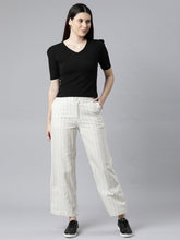 Load image into Gallery viewer, Go Colors White Cotton Stripes Cargo Pant
