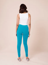 Load image into Gallery viewer, Go Colors Peacock Blue Cotton Stretch Churidar
