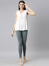 Load image into Gallery viewer, Go Colors Teal Cotton Stretch Ankle Length Leggings
