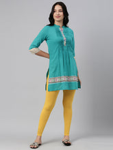 Load image into Gallery viewer, Go Colors Golden Yellow Cotton Stretch Ankle Length Leggings
