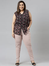 Load image into Gallery viewer, Go Colors Medium Pink Cotton Poly Stretch Stripes Printed Jeggings
