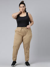 Load image into Gallery viewer, Go Colors Khaki Cotton Poly Stretch Cuffed Joggers
