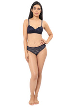 Load image into Gallery viewer, Amante Floral Romance Three-Fourth Coverage Low Rise Bikini Panty - Midnight 10306
