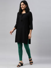 Load image into Gallery viewer, Go Colors Bottle Green Cotton Stretch Ankle Length Leggings
