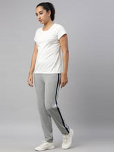 Load image into Gallery viewer, Go Colors Grey Melanges Cotton Stretch Side Stripes Track Pant

