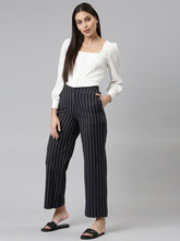Load image into Gallery viewer, Go Colors Navy Cotton Stripes Cargo Pant
