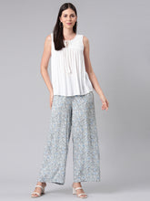 Load image into Gallery viewer, Go Colors Blue Woven Viscose Printed Palazzo

