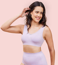 Load image into Gallery viewer, Enamor Innovations Flexifree, Plunge, Ultra Comfort Women's  Bralette - No-Pinch, No-Dig, 360 Degree Flex, Seamless Lift, Fixed cup, Padded, Wirefree, High Coverage  - F137 (Pastel Lilac)
