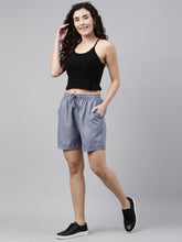 Load image into Gallery viewer, Go Colors Jeans Blue Linen Shorts
