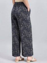 Load image into Gallery viewer, Go Colors Navy Viscose Printed Palazzo
