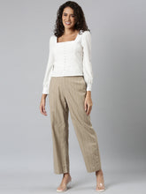 Load image into Gallery viewer, Go Colors Beige Cotton Stripes Cargo Pant
