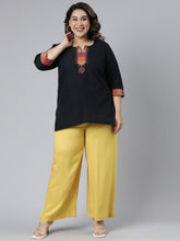 Load image into Gallery viewer, Go Colors Light Mustard Woven Viscose Basic Palazzo
