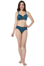 Load image into Gallery viewer, Amante Lace Elegance Padded Non-Wired Bra - Gebralta Blue 87701
