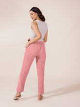 Load image into Gallery viewer, Go Colors Rusty Pink Crepe Tapered Trouser

