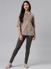 Load image into Gallery viewer, Go Colors Silver Grey Cotton Stretch  Ankle Length Leggings
