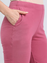 Load image into Gallery viewer, Go Colors Light Wine Cotton Stretch Kurti Pants
