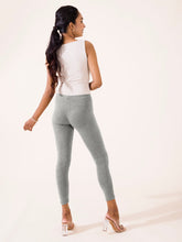 Load image into Gallery viewer, Go Colors Grey Melanges Cotton Stretch Ankle Length Leggings

