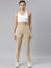 Load image into Gallery viewer, Go Colors Beige Cotton Stretch Side Stripes Track Pant
