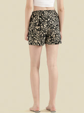 Load image into Gallery viewer, Go Colors Black Cotton Knit Printed Lounge Shorts
