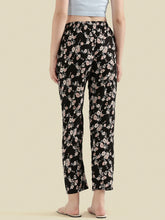 Load image into Gallery viewer, Go Colors Black Woven Viscose Printed Lounge Pants
