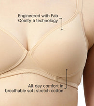 Load image into Gallery viewer, Enamor Supima Cotton Women's Plunge Lift Everyday T-Shirt Bra - Extra Comfort, Padded, Wirefree, Medium Coverage - A039 (Skin)
